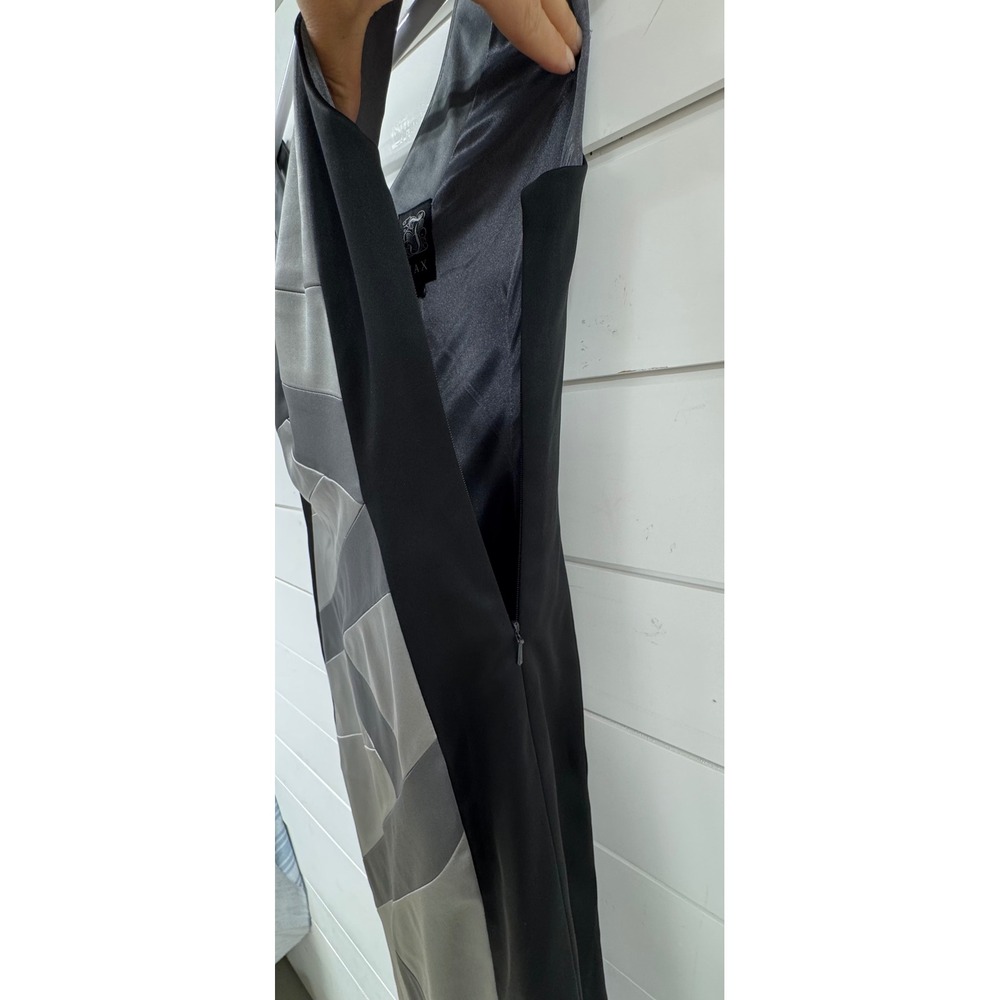 BCBGMAXAZRIA Silver Black Colorblock Bandage Sheath Dress Built-in Bra 15x38 - Picture 4 of 11